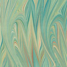 Hand Marbled Paper Flamed Pattern in Greens ~ Berretti Marbled Arts